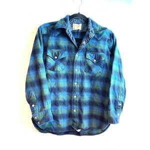 VTG Pendleton Pearl Snap Virgin Wool Shirt Size S (Shrunk L) Western Wear Style